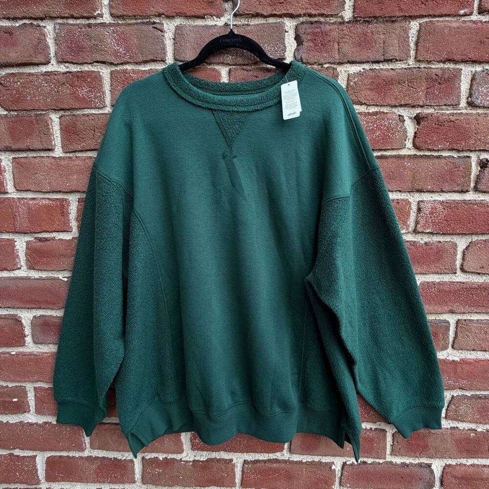 Aerie Womens Oversized Reverse Terry Crewneck Sweatshirt Green Size S NWT